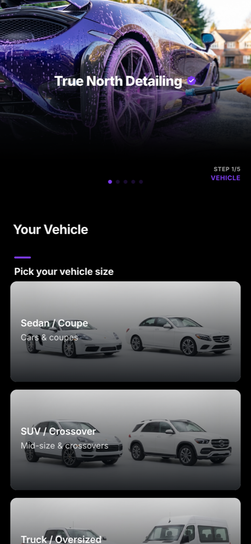 True North Detailing booking page